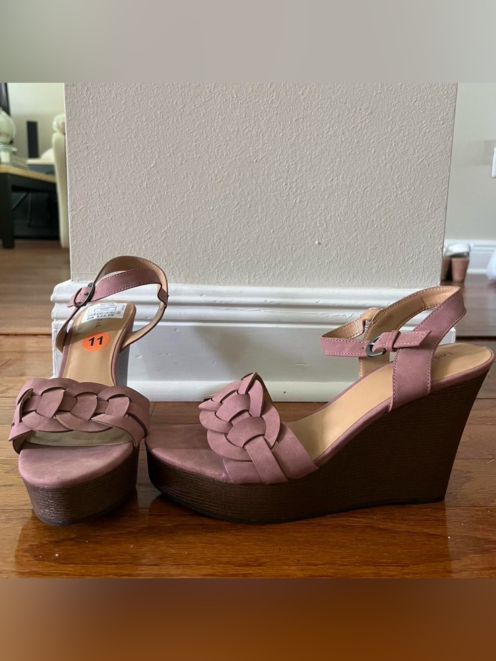 Women's Pink Braided Wedge Sandals